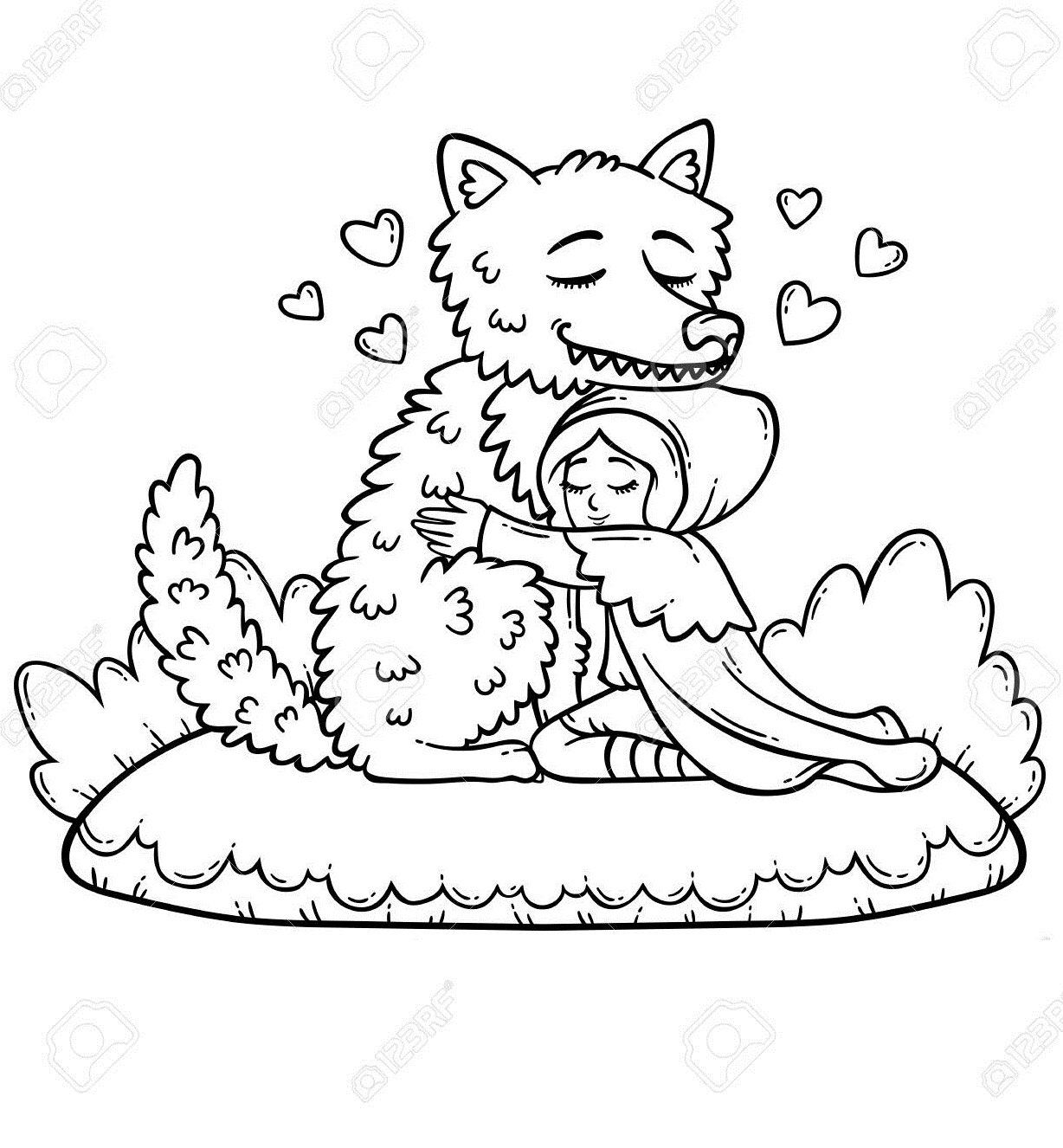 Desenho de Chapeuzinho Vermelho para Pintar Giz de Cera