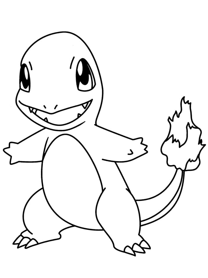 Desenho de Charmander Pokemon Atacando para Imprimir e Pintar