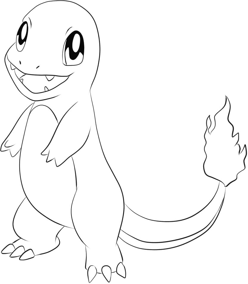 Desenho de Charmander Pokemon Colorido para Colorir Pdf e Pintar
