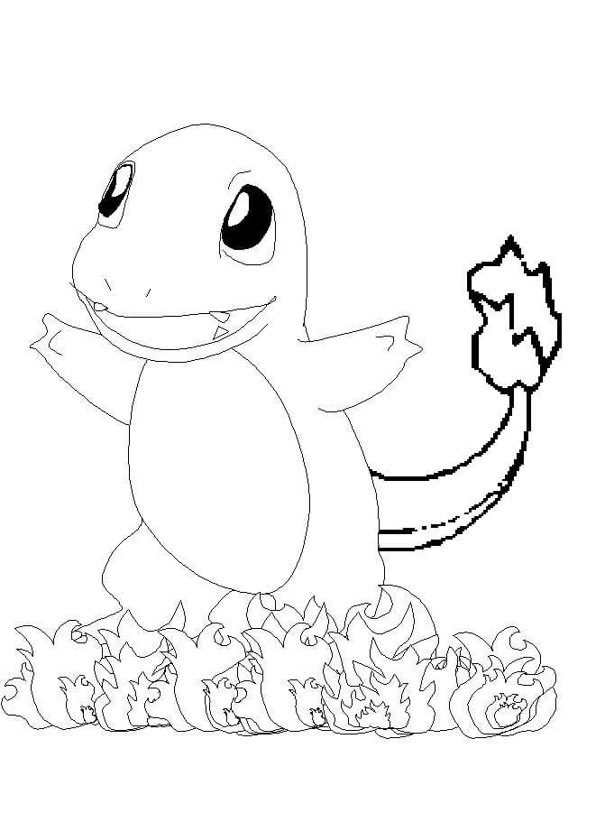 Desenho de Charmander Pokemon Correndo para Colorir e Pintar