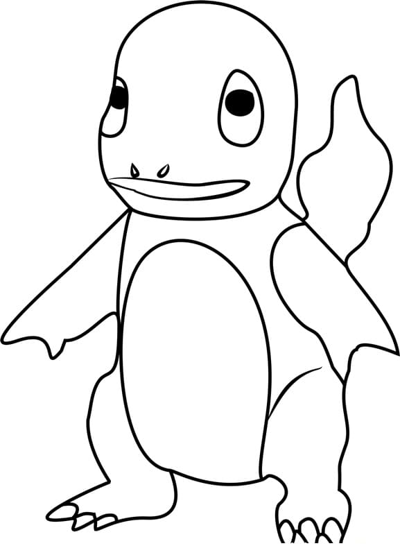Desenho de Charmander Pokemon Engraçado para Pintar Giz de Cera