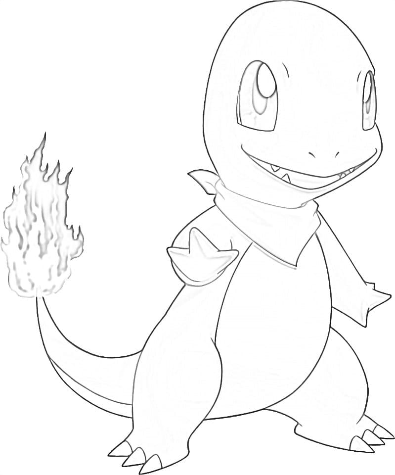 Desenho de Charmander Pokemon Grande para Colorir Pdf e Pintar