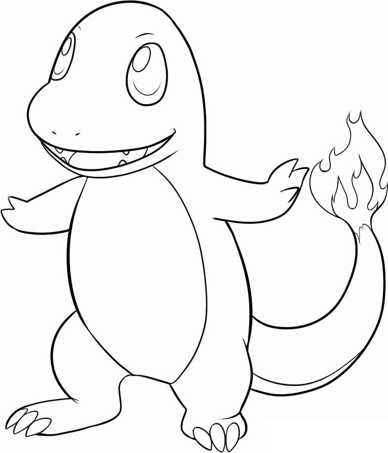 Desenho de Charmander Pokemon para Pintar Giz de Cera