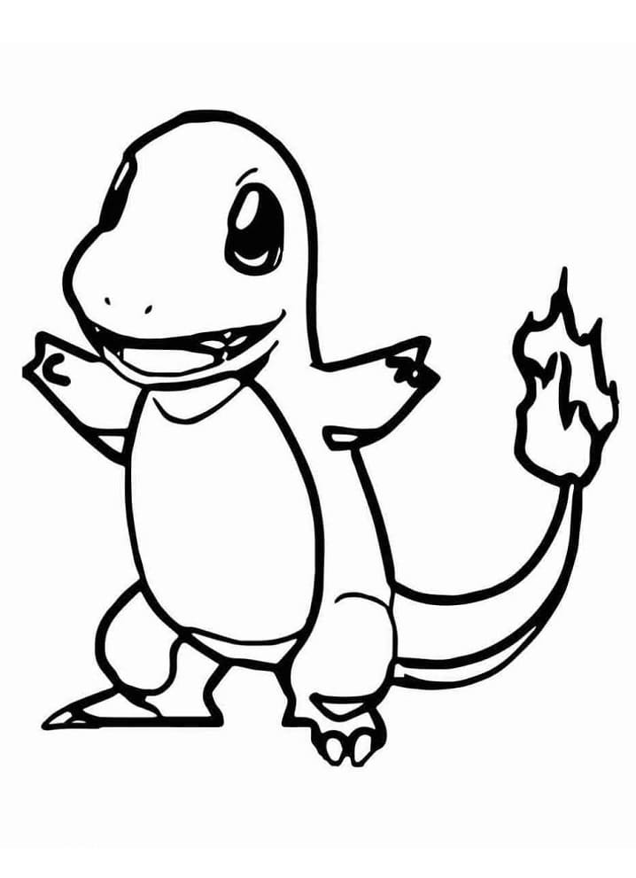 Desenho de Charmander Pokemon Simples para Imprimir Lápis de Cor e Pintar