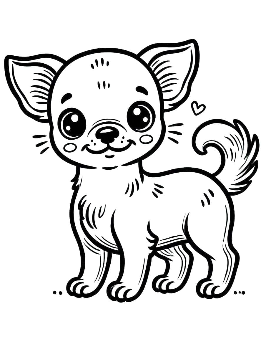 Desenho de Chihuahua Alegre para Colorir
