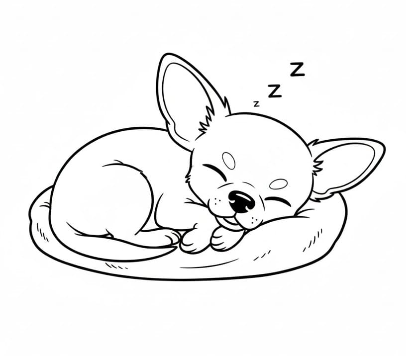 Desenho de Chihuahua Dormindo para Colorir