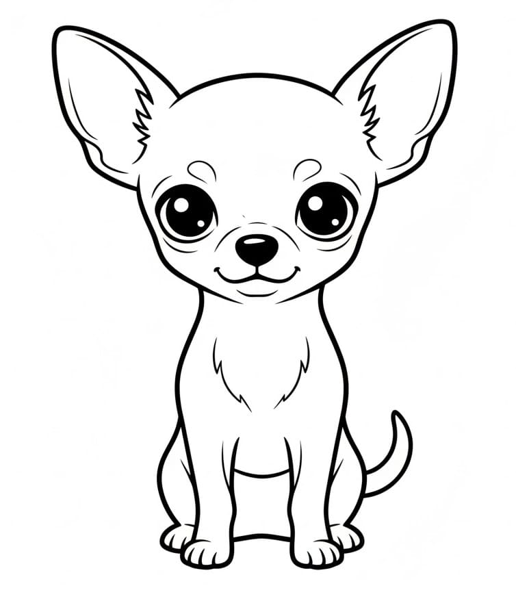 Desenho de Chihuahua Sorridente para Colorir