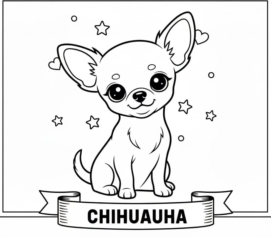 Desenho de um Chihuahua Fofo para Colorir