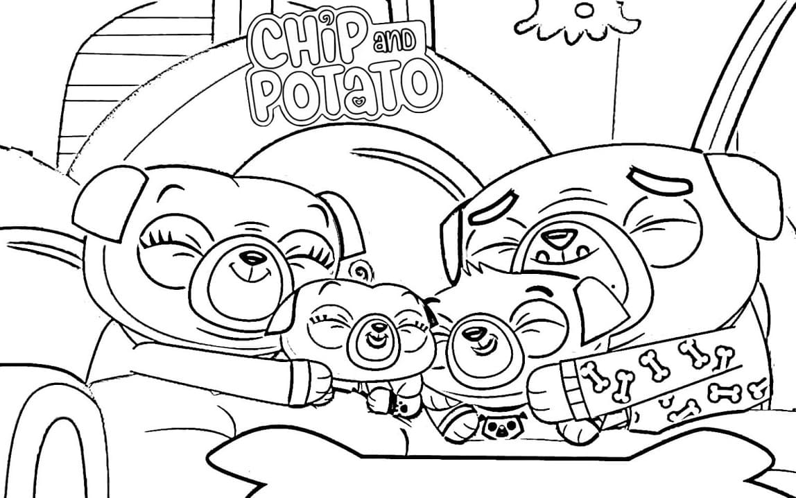 Desenho de Chip e Potato Simples para Imprimir Lápis de Cor e Pintar
