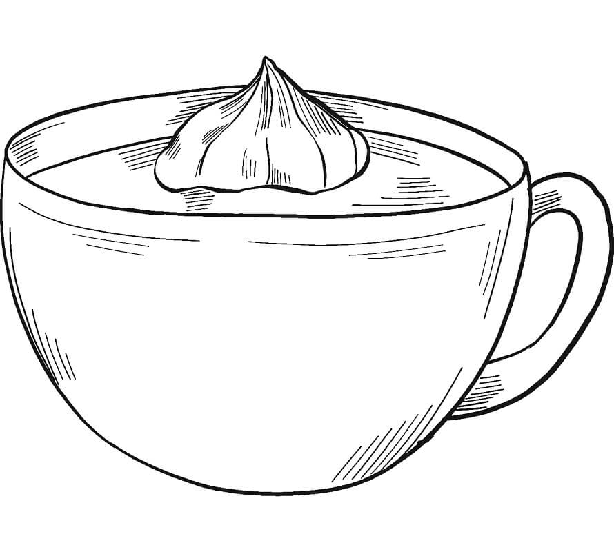 Desenho de Chocolate Quente Detalhado para Colorir Pdf e Pintar