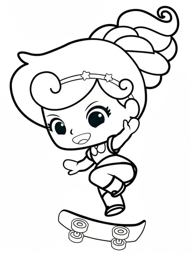 Desenho de Chocolyne no Skate dos Chocolix para Colorir