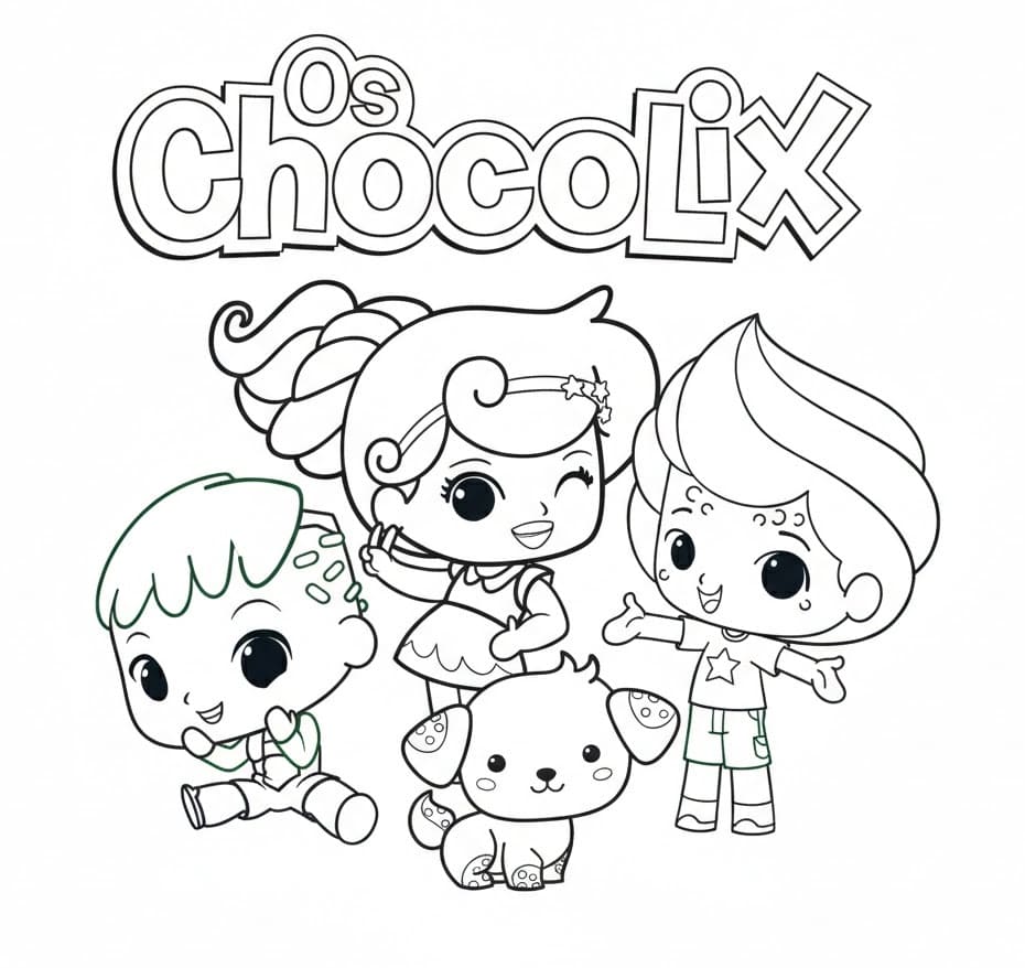 Desenho de Personagens de os Chocolix para Colorir