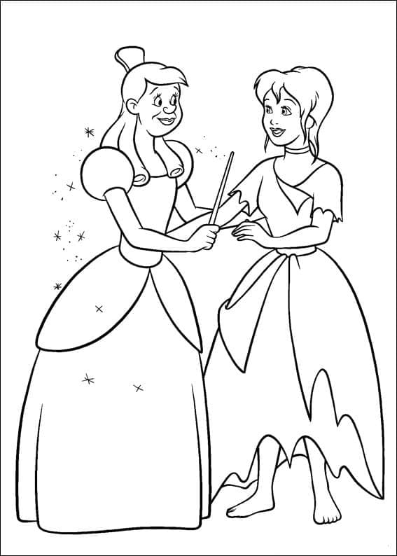 Desenho de Anastasia e Cinderela para Colorir e Pintar