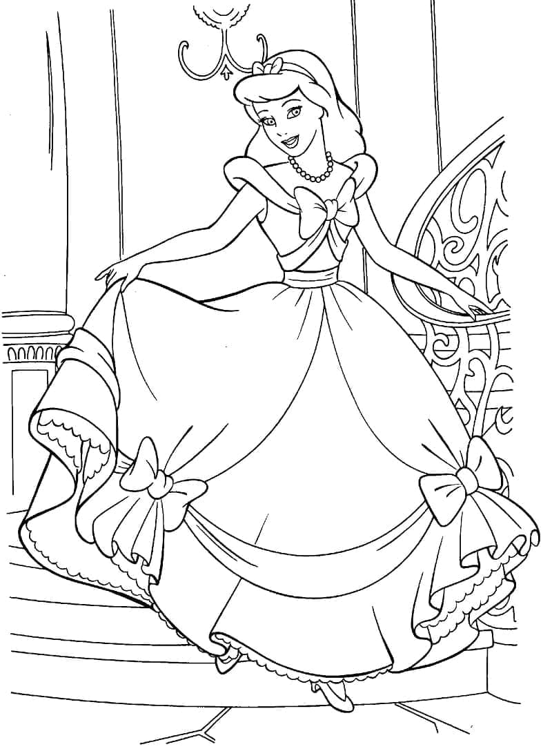 Desenho de Bela Princesa Cinderela para Colorir e Pintar