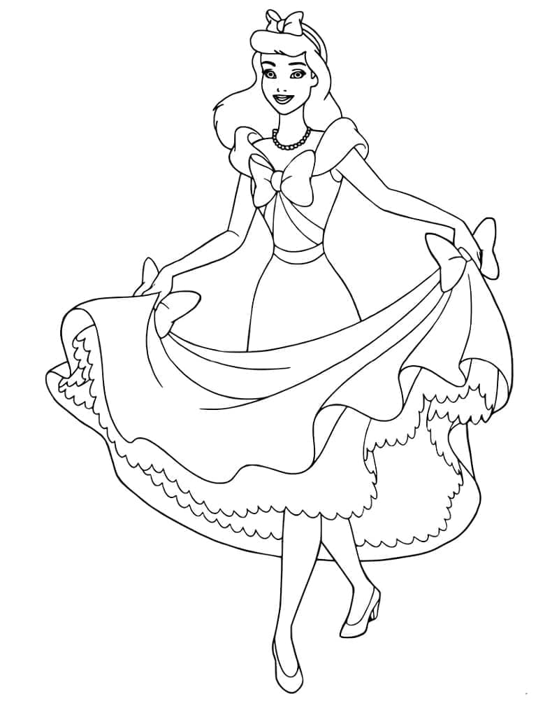 Desenho de Linda Princesa Cinderela para Colorir e Pintar