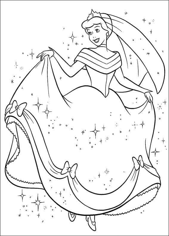 Desenho de Maravilhosa Princesa Cinderela para Colorir e Pintar