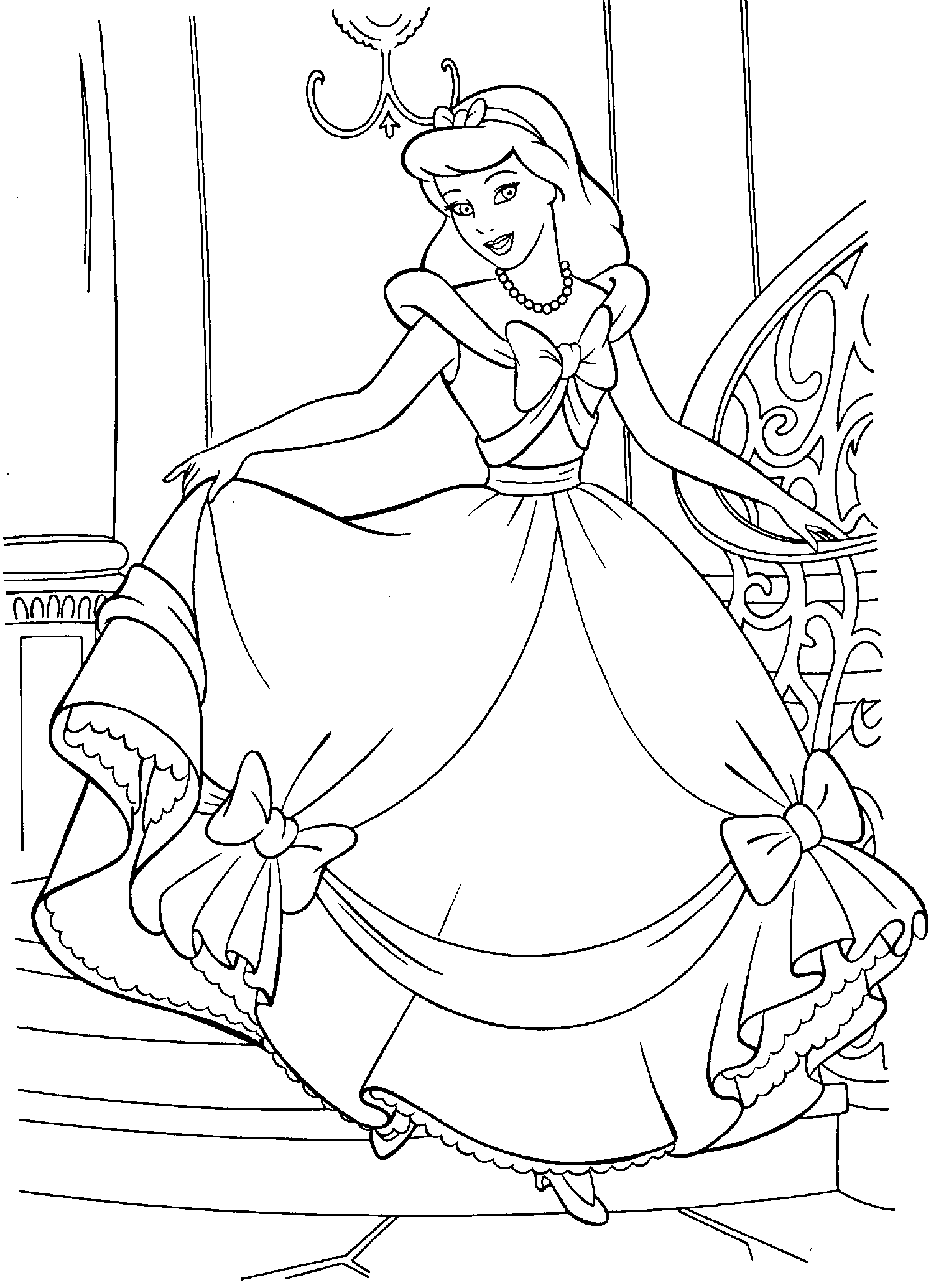 Desenho de Cinderela Grande para Colorir Pdf e Pintar