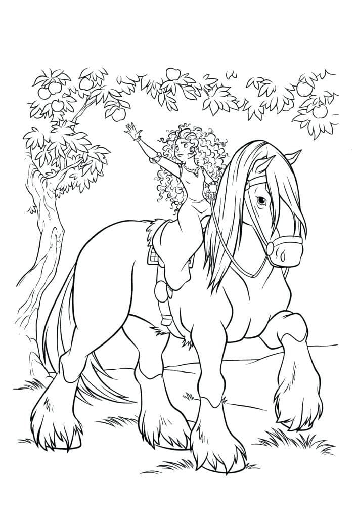 Desenho Princesa Merida e Angus para Colorir e Pintar