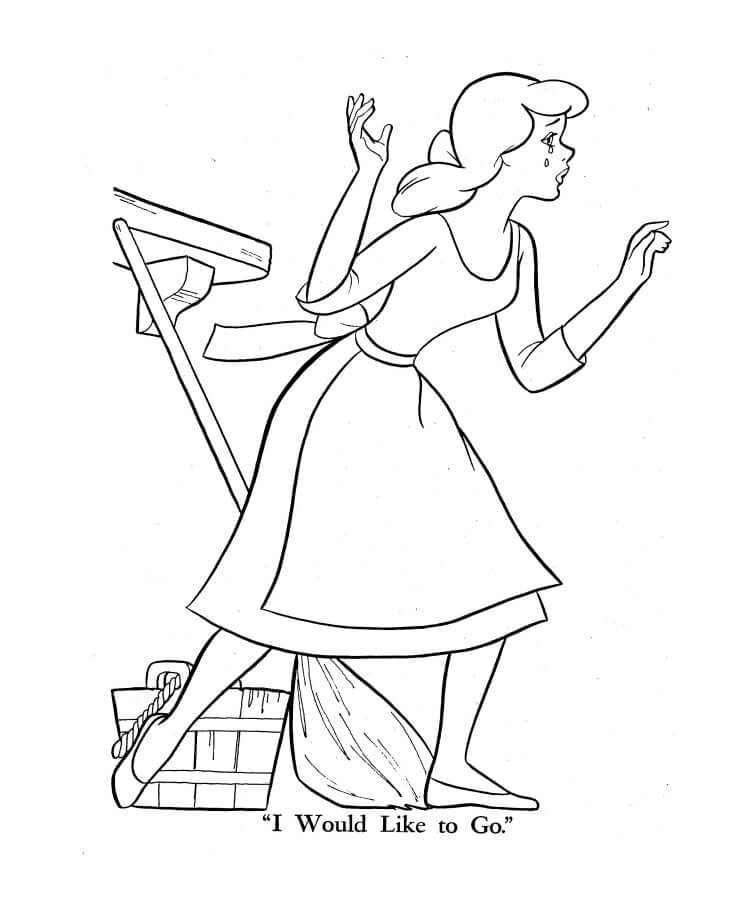 Desenho Triste Cinderela para Colorir e Pintar