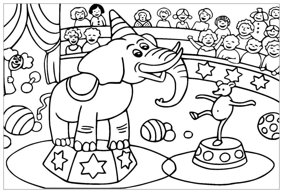Desenho de Animais de Circo para Colorir e Pintar