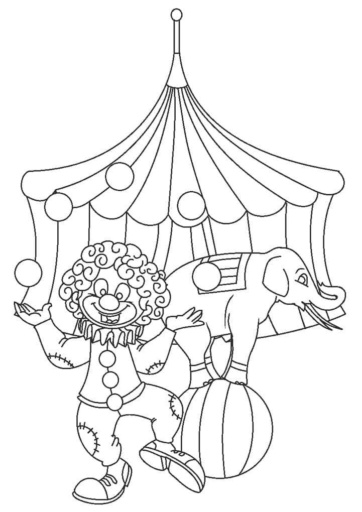 Desenho de Circo para Colorir Pdf e Pintar