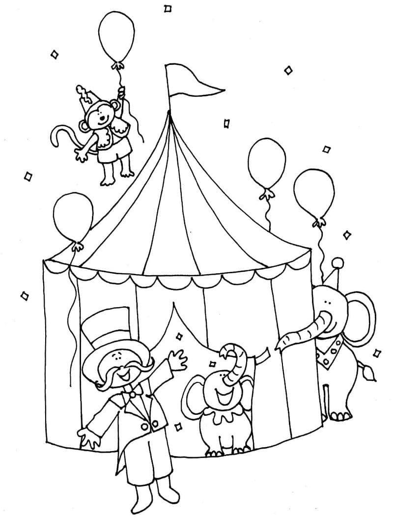 Desenho de Espetáculo de Circo para Colorir e Pintar