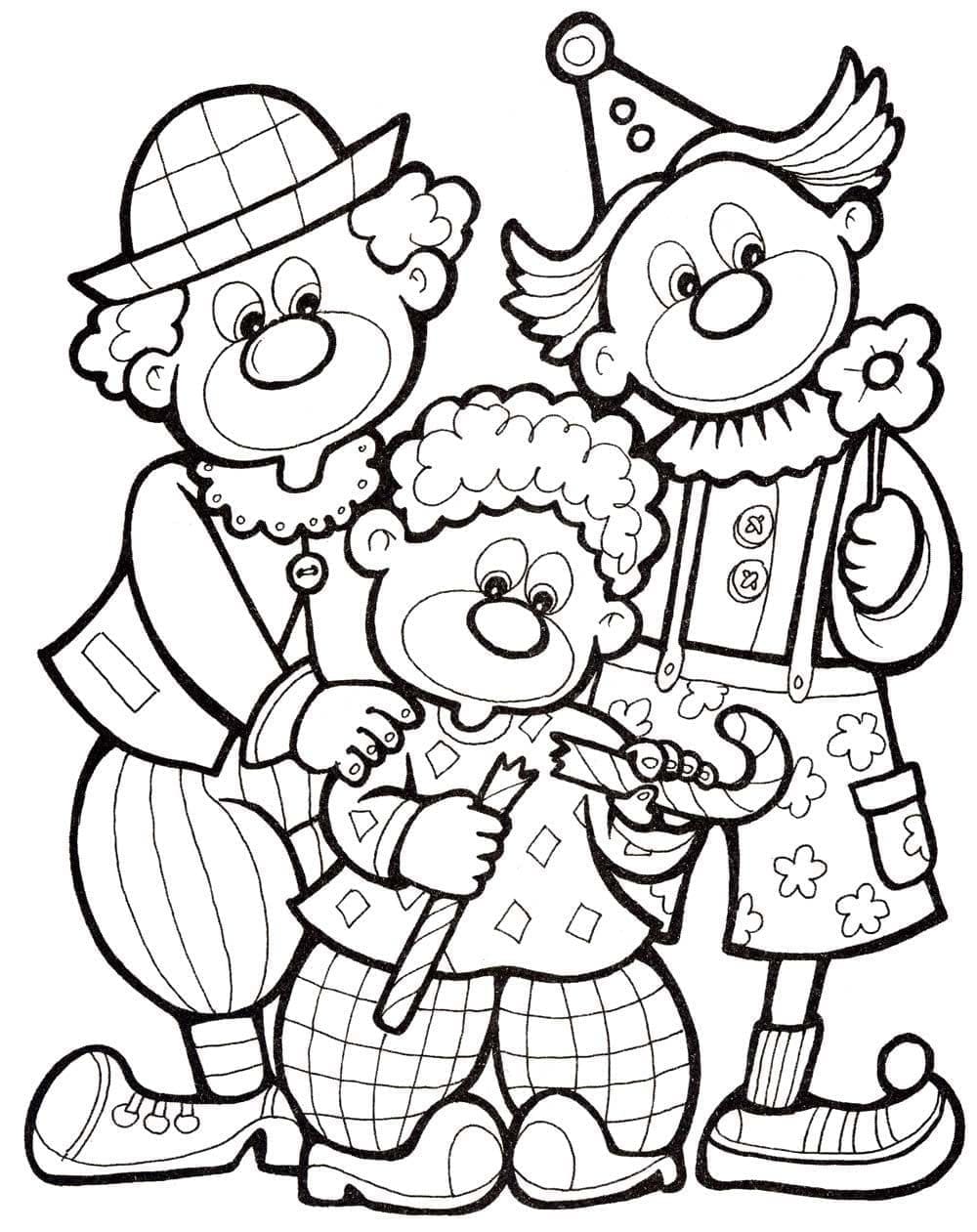 Desenho de Palhaços de Circo para Colorir e Pintar