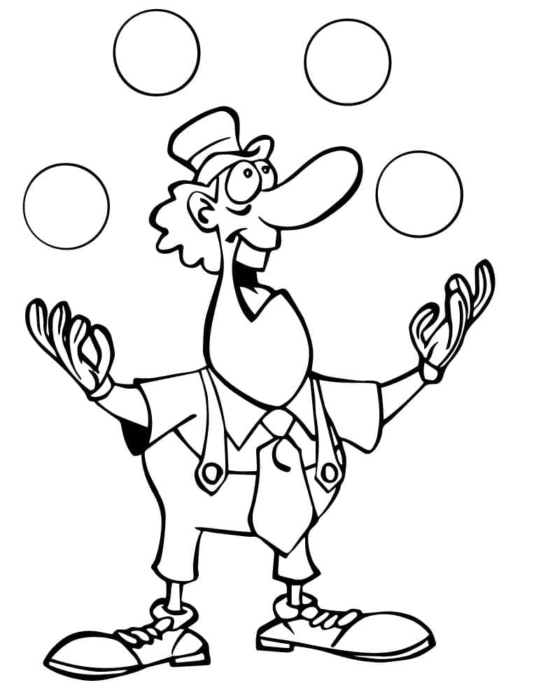 Desenho de um Palhaço de Circo para Colorir e Pintar