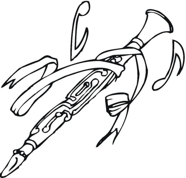 Desenho de Clarinete com Lindo Som para Colorir e Pintar