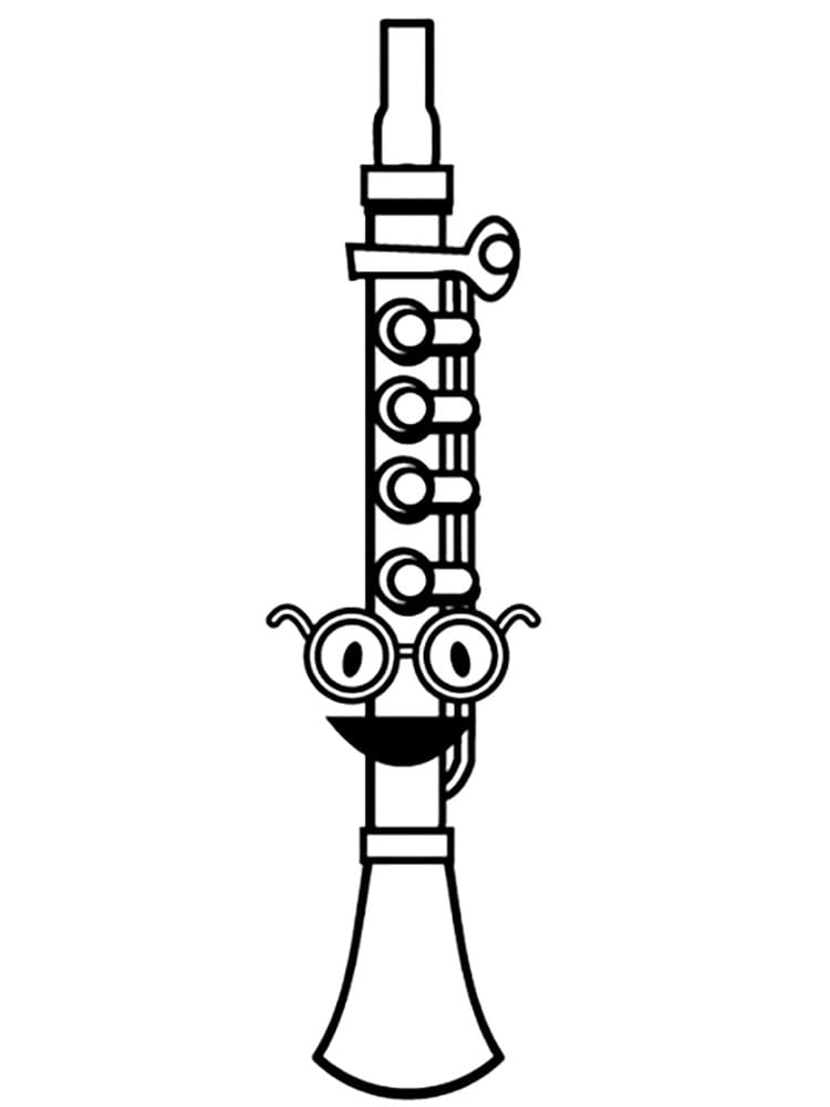 Desenho de Clarinete de Desenho Animado para Colorir e Pintar