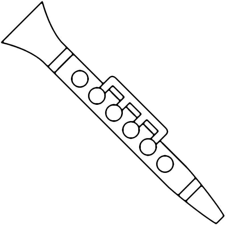 Desenho de Clarinete Fácil para Colorir e Pintar