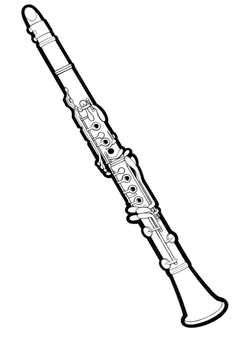 Desenho de Clarinete Grátis para Colorir e Pintar