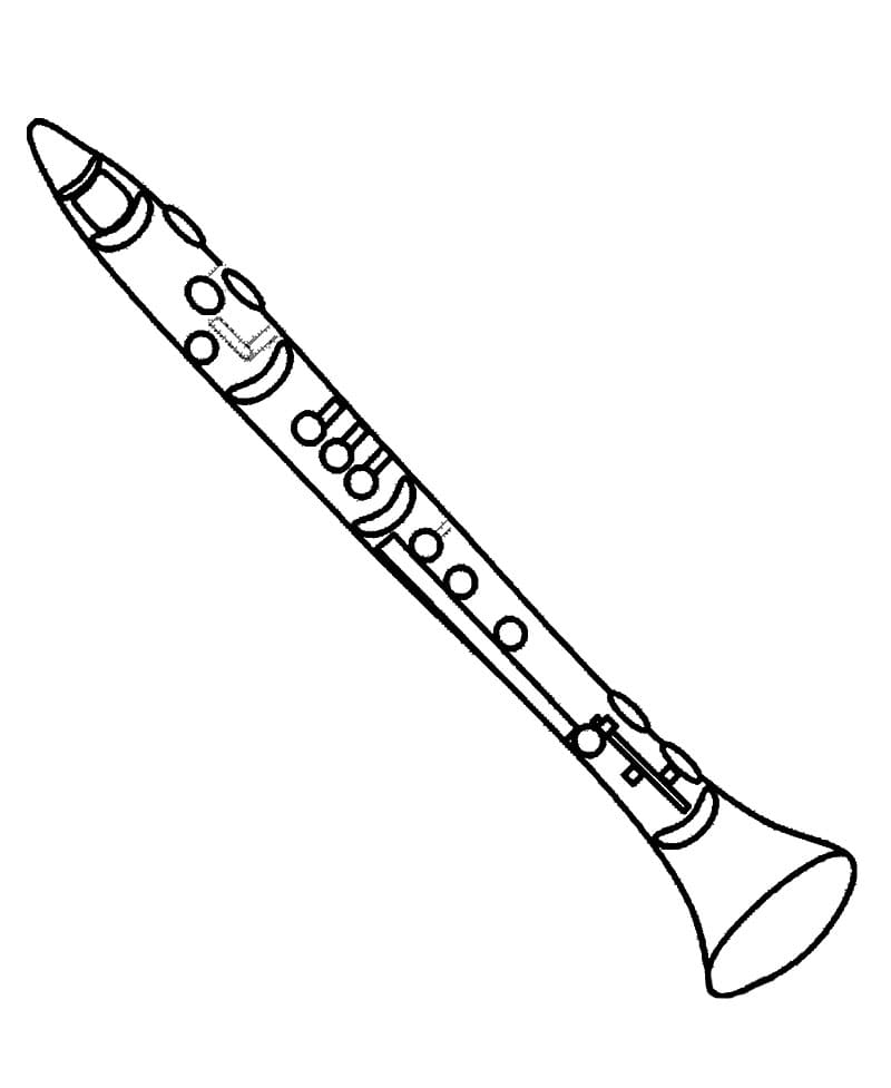 Desenho de um Clarinete para Colorir e Pintar