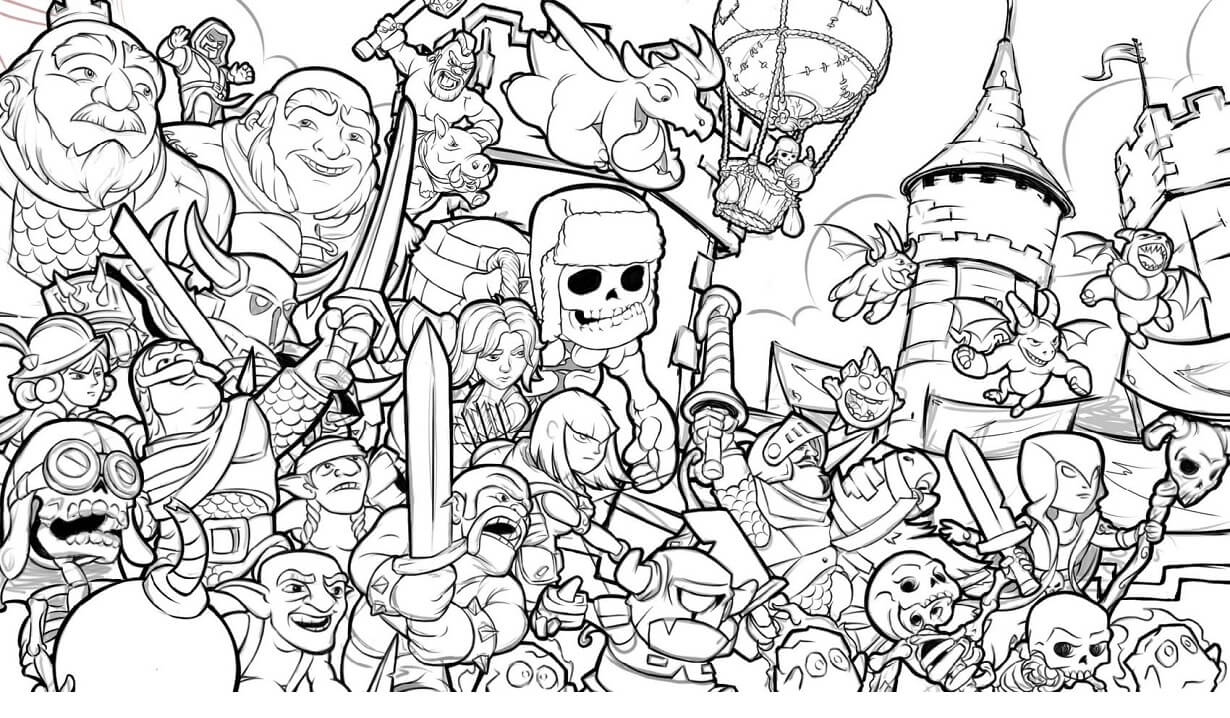 Desenho de Clash Royale com Golem para Colorir e Pintar