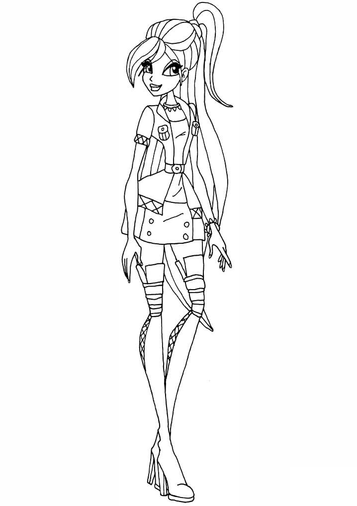 Desenho de Bloom da Clube Winx Colorida para Colorir Pdf e Pintar