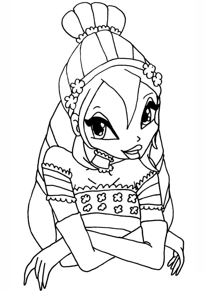 Desenho de Bloom da Clube Winx Fofa para Colorir Pdf e Pintar