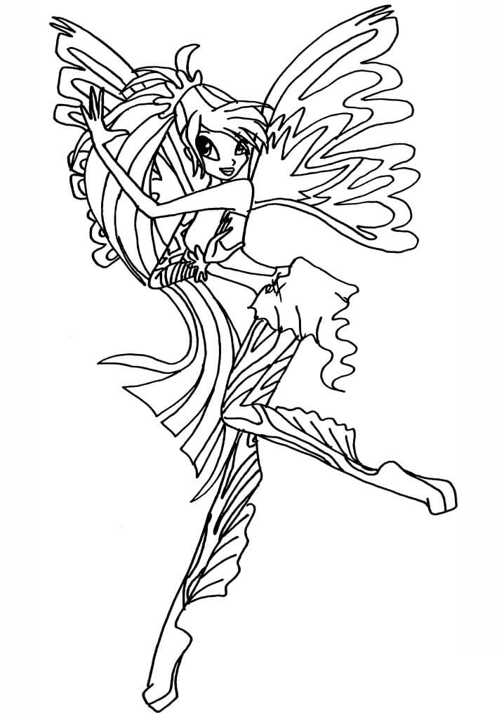 Desenho de Bloom da Clube Winx Transformada para Colorir e Pintar