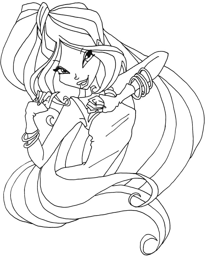 Desenho de Flora da Clube Winx Bonita para Colorir Pdf e Pintar