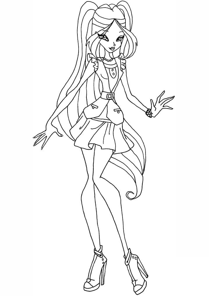 Desenho de Flora da Clube Winx Colorida para Colorir Pdf e Pintar