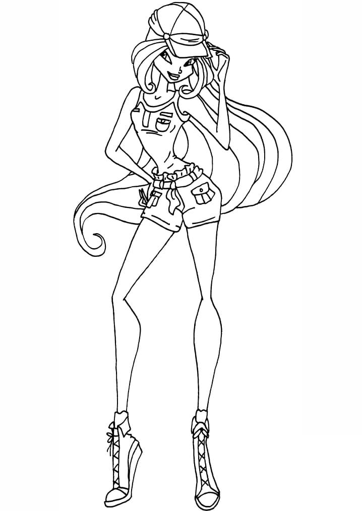 Desenho de Flora da Clube Winx Fofa para Colorir Pdf e Pintar