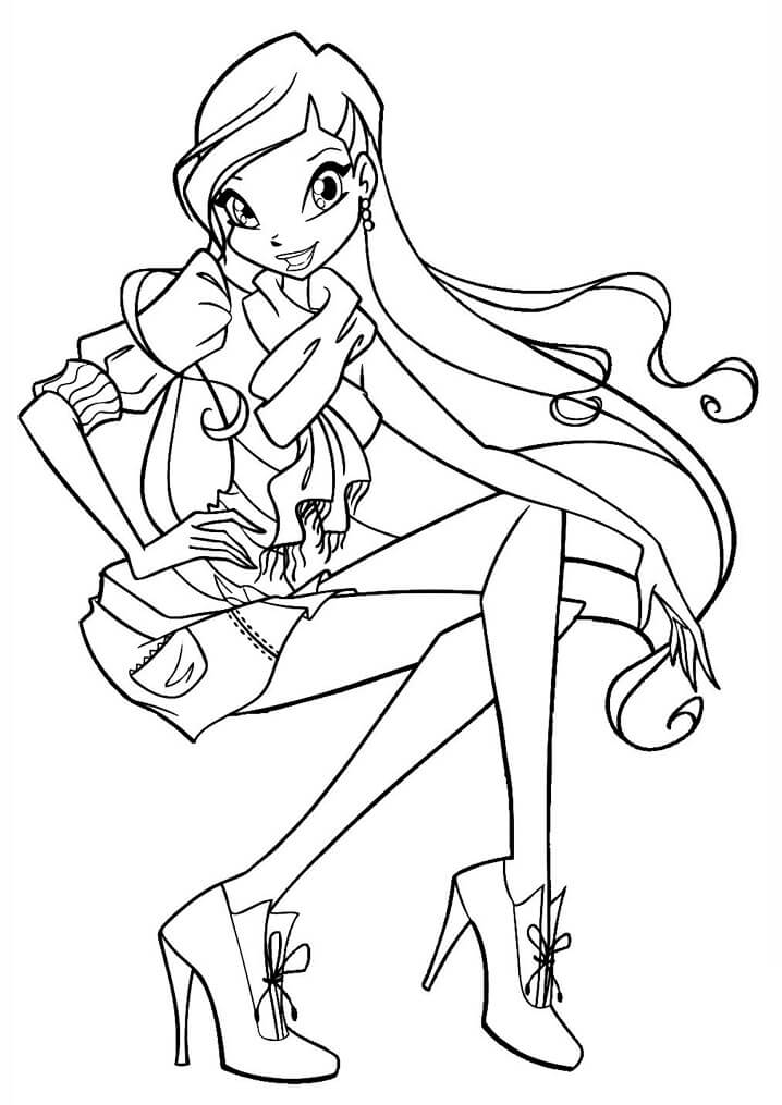 Desenho de Stella da Clube Winx Fofa para Colorir Pdf e Pintar