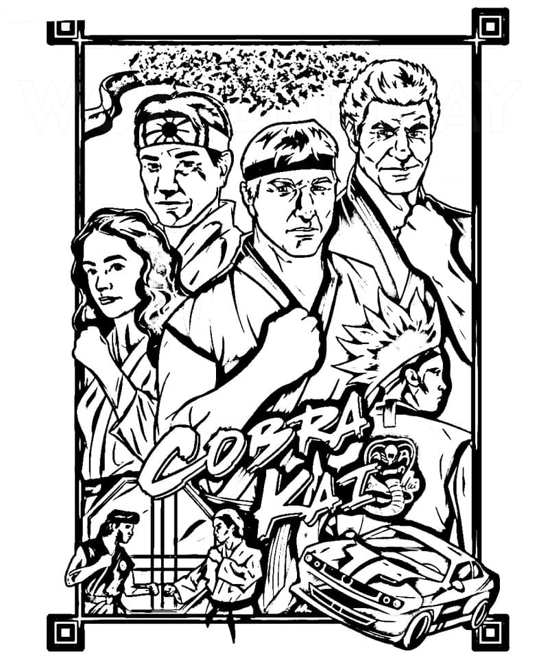 Desenho de Cobrá Kai Grátis para Colorir