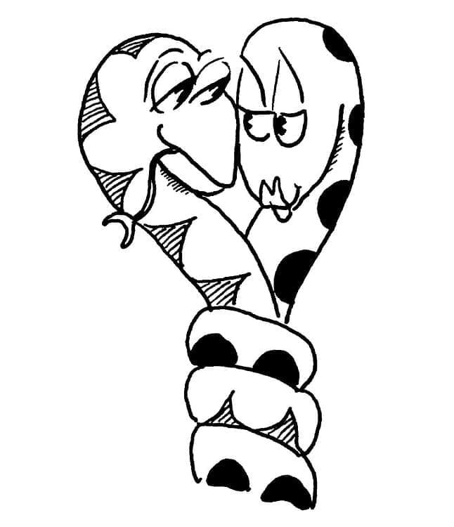 Desenho de Cobrá Enrolada para Imprimir e Pintar