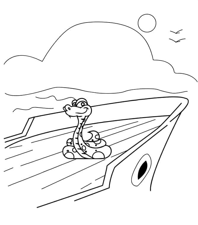 Desenho de Cobrá no Barco para Colorir e Pintar