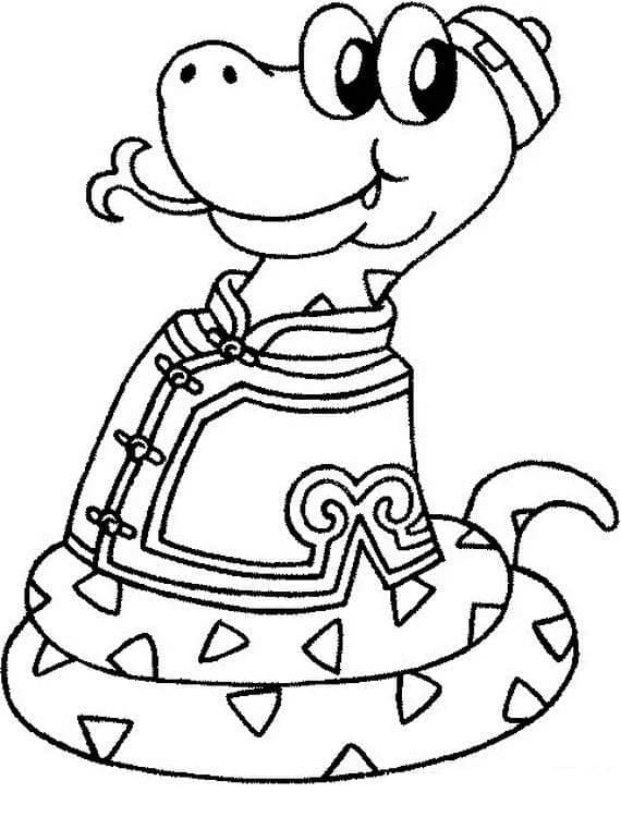 Desenho de uma Cobrá Fofa para Colorir e Pintar