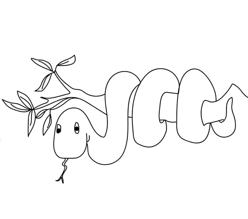 Desenho de uma Cobrá na Árvore para Colorir e Pintar