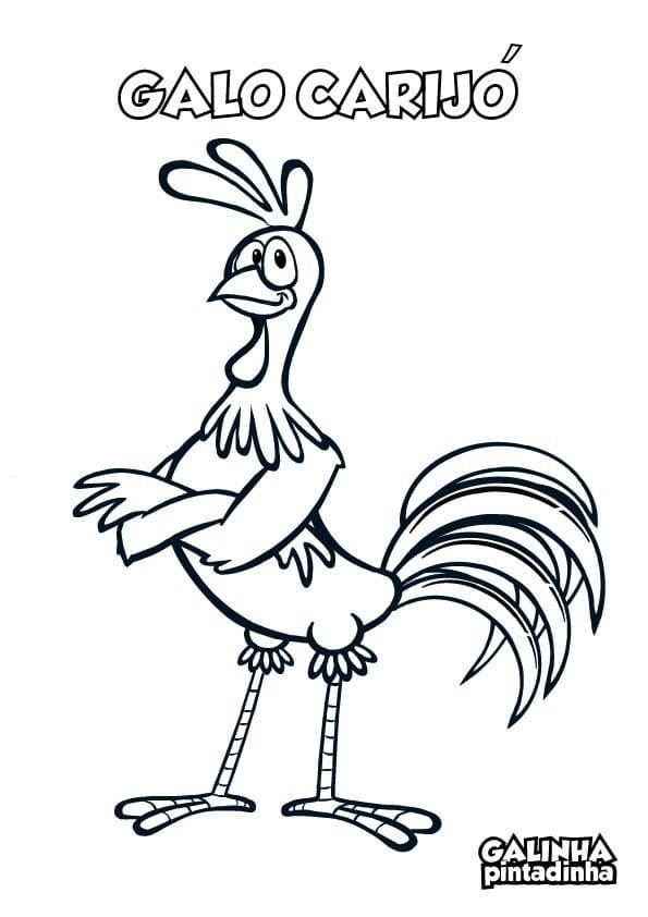 Desenho de Galo Carijo de Galinha Pintadinha para Colorir e Pintar