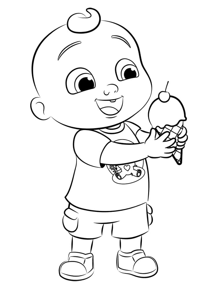 Desenho de Jj de Cocomelon para Colorir e Pintar