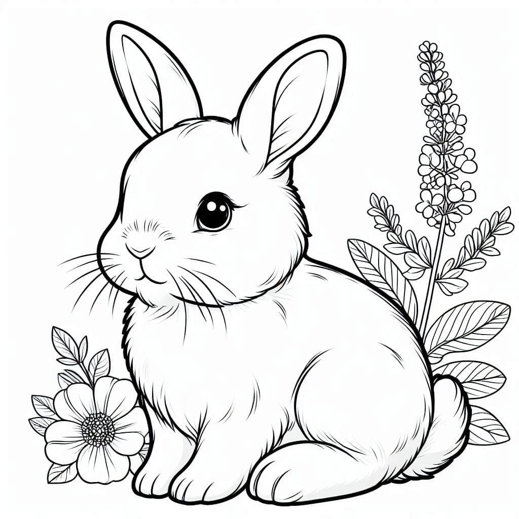 Desenho de Coelho Muito Fofo para Colorir e Pintar