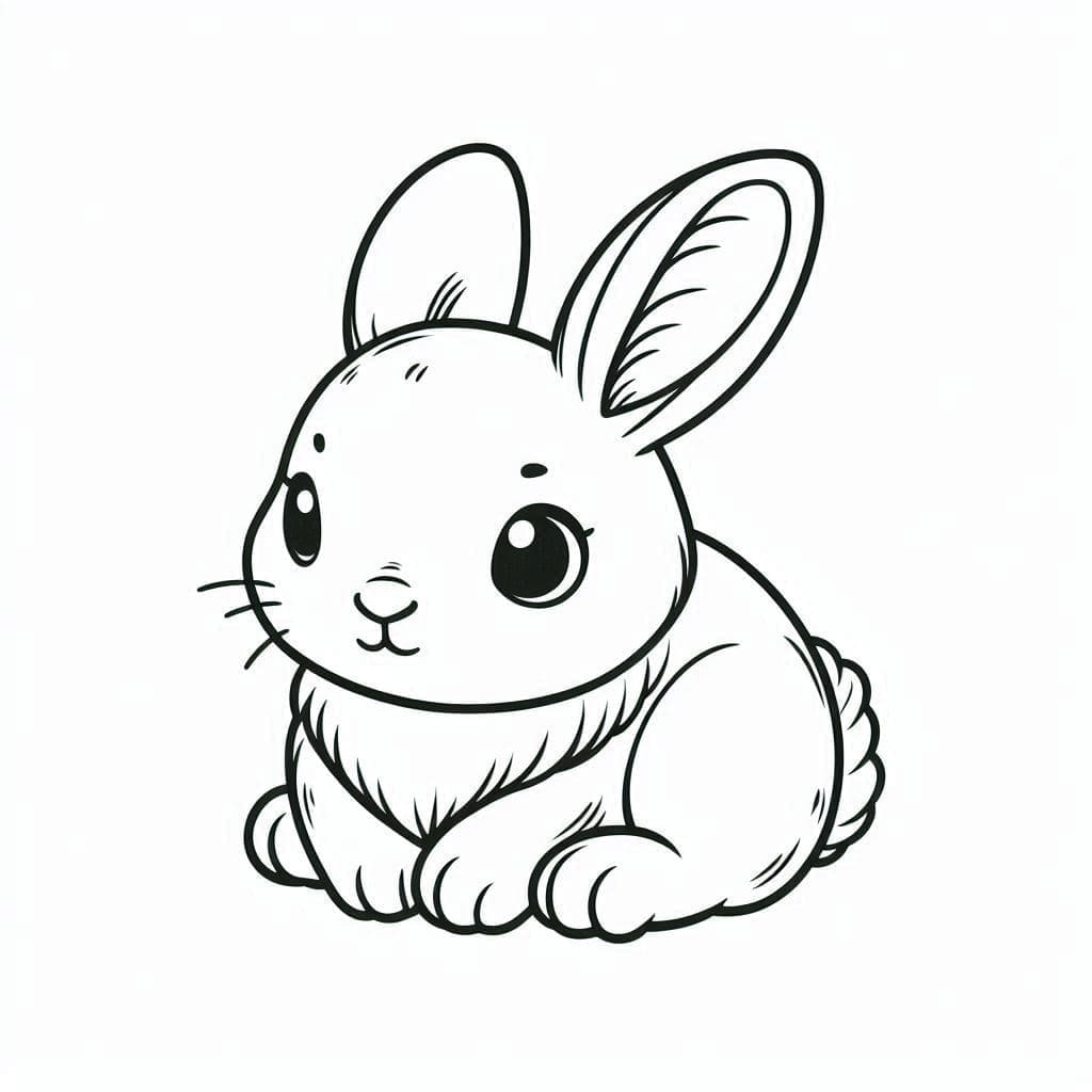 Desenho de Coelho Muito Lindo para Colorir e Pintar